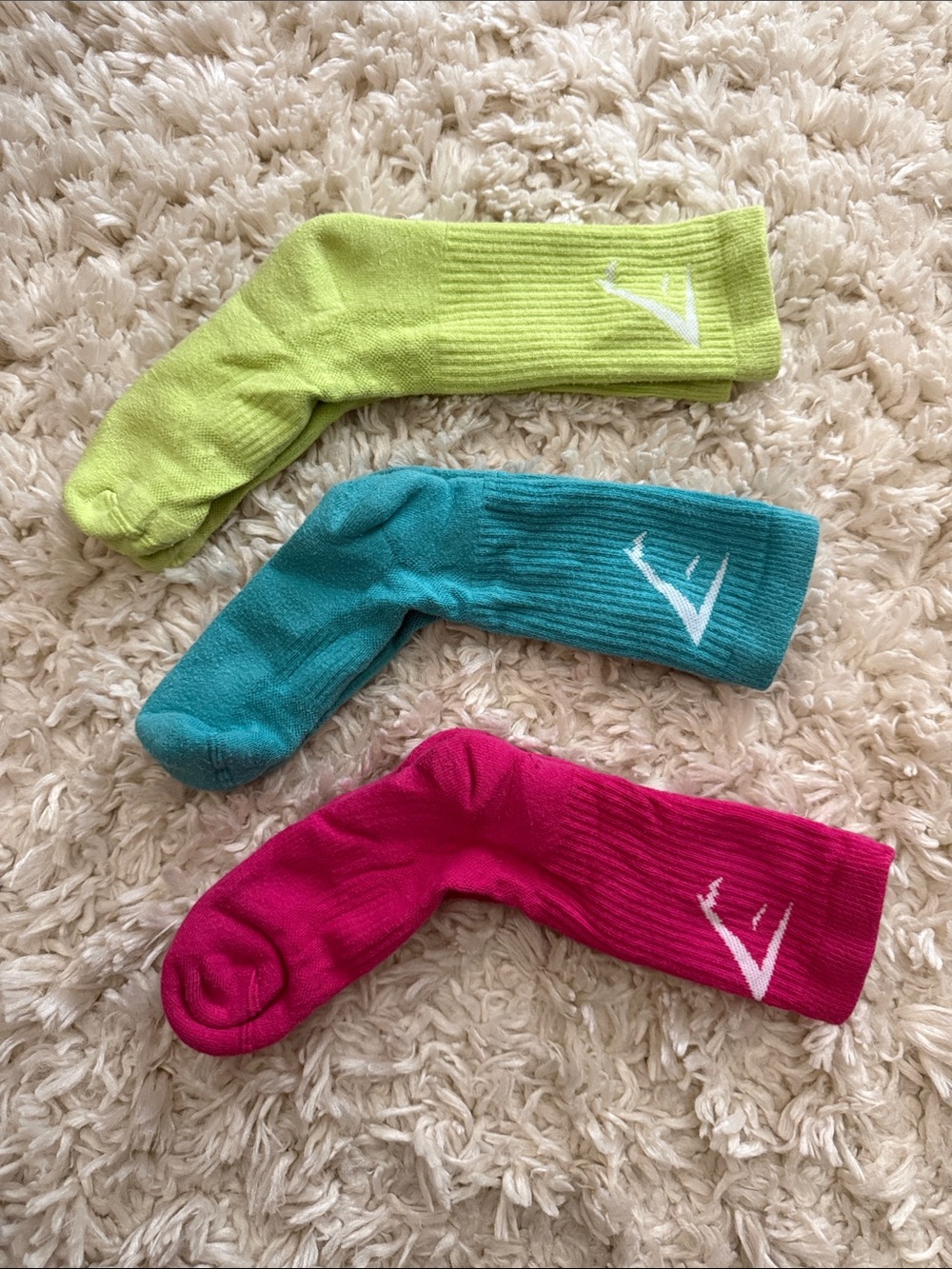 3-Pack Bright Athletic Crew Socks with White Logo